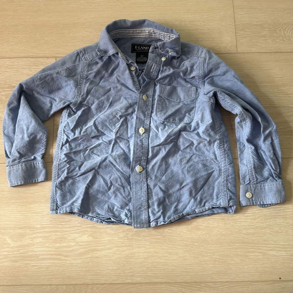 3/$10 E-Land Blue Long Sleeve Button Down